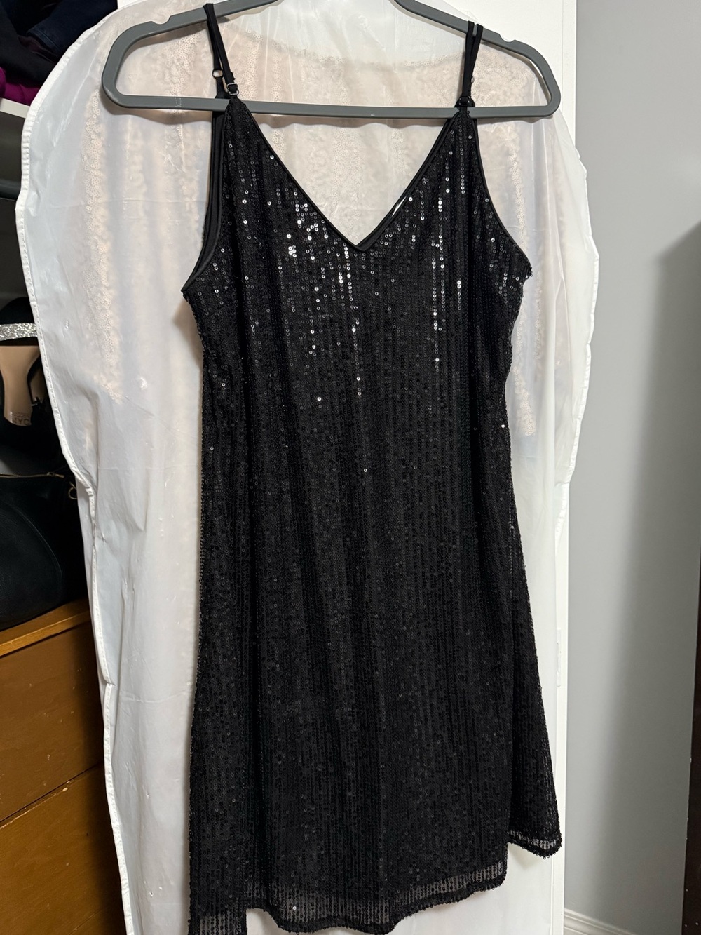 Pepper and Zoe Black Sequin Slip Dress